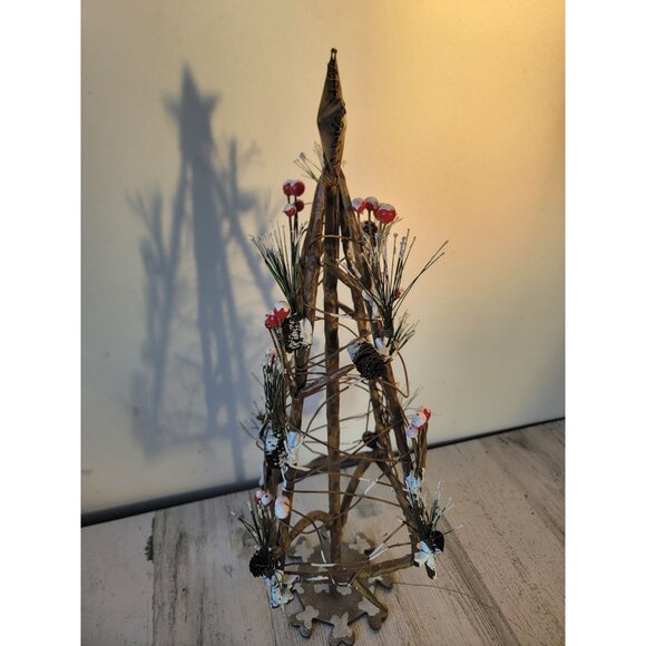 Metal frosted mistletoe frame table top tree Xmas home decor snow unique - Picture 2 of 6